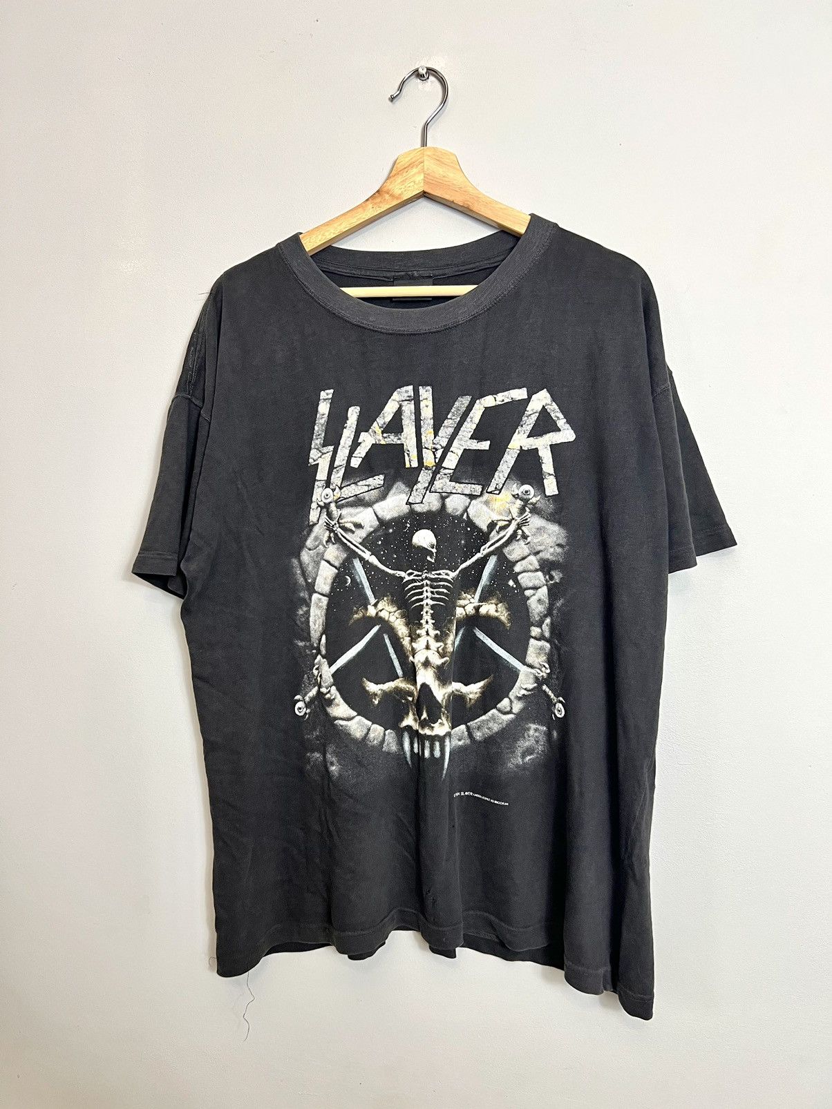 Rare Vintage 90s 1994 Slayer Divine Thrash Metal Band Tee, image size:1204x1606