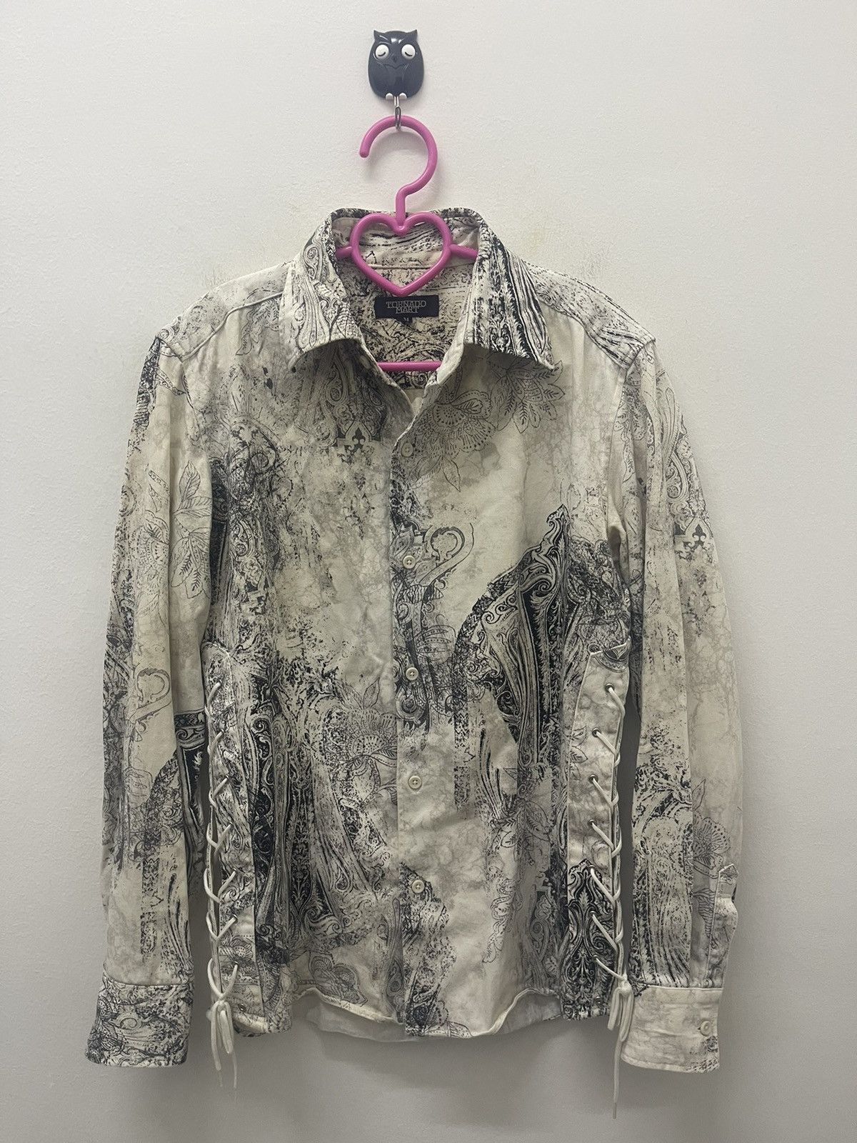 image of Vintage Tornado Mart Japan Full All Over Tie Up Side in White/Black, Women's (Size Medium)