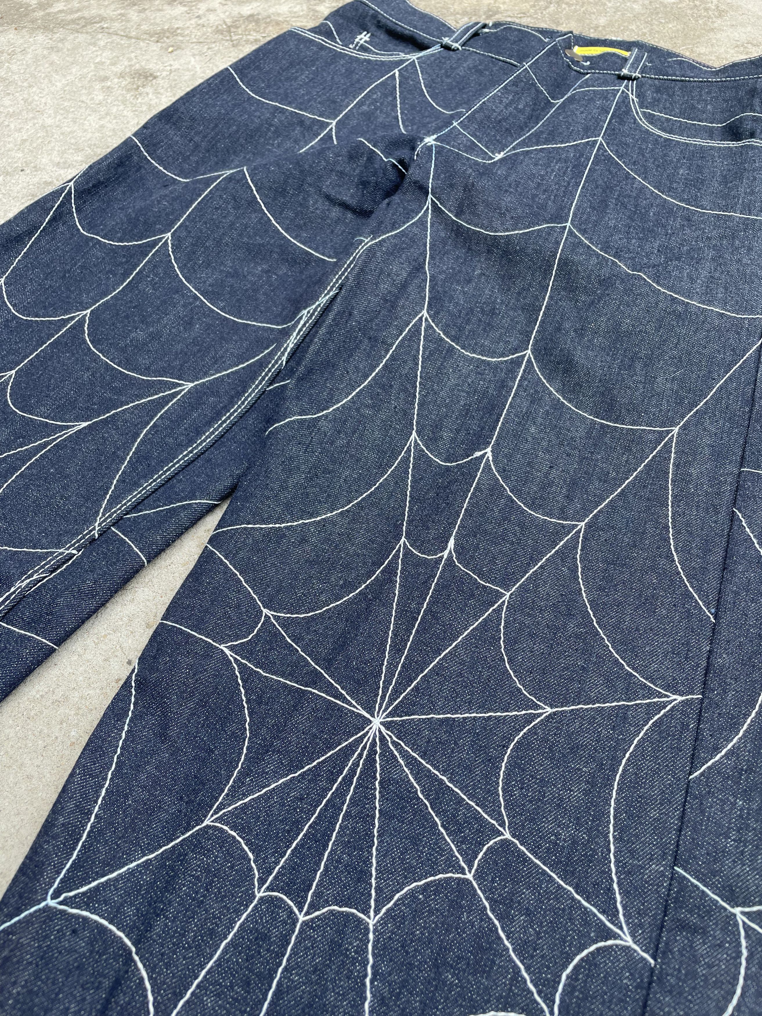 Handmade Somdusca Spider Web Embroidered Denim Size US 30 / EU 46 - 4 Thumbnail