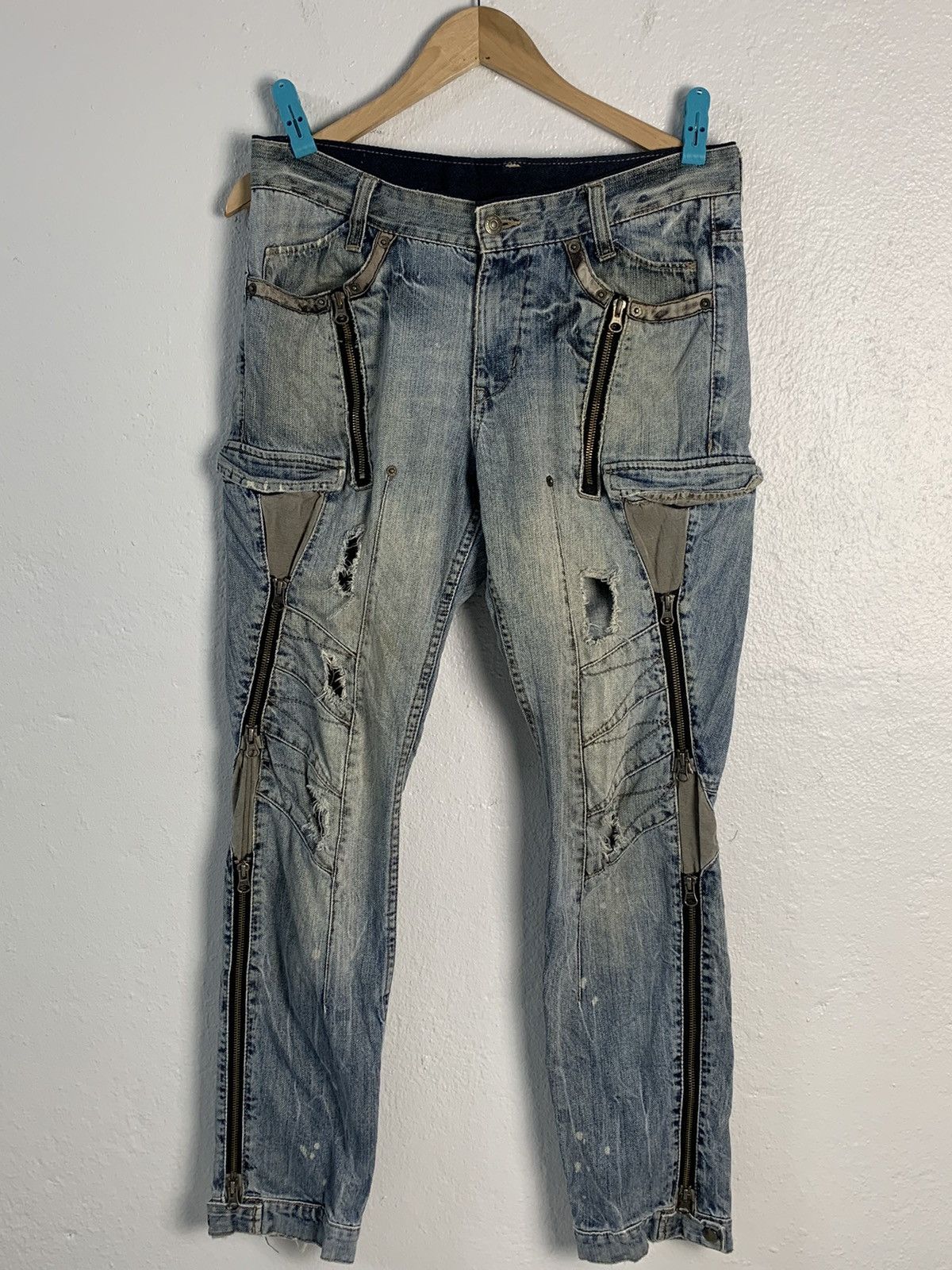 image of Ppfm Punk Style Denim Jeans in Blue, Men's (Size 33)
