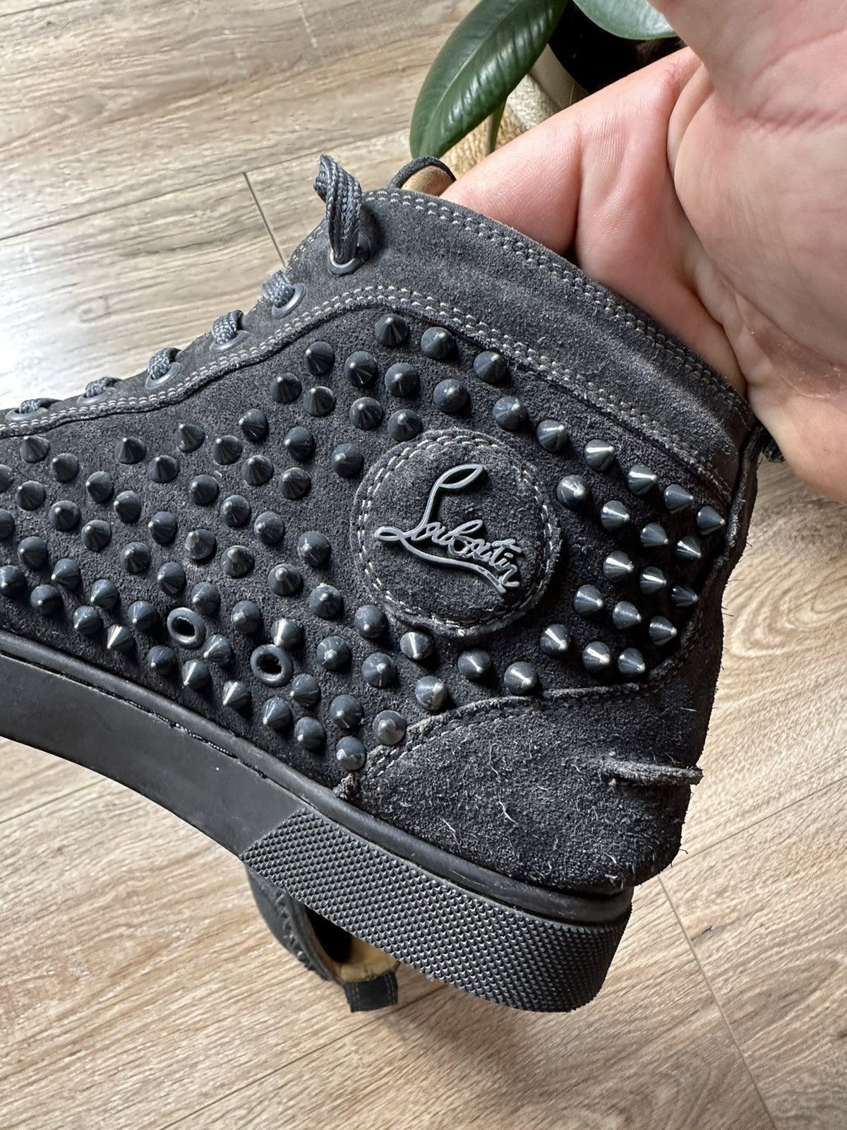 Christian Louboutin Christian Louboutin Black Hightop Sneakers Size US 7 / EU 40 - 7 Thumbnail