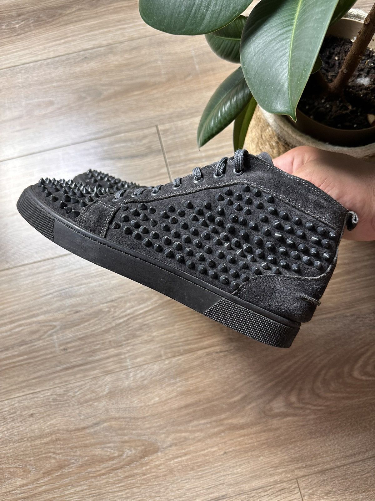 Christian Louboutin Christian Louboutin Black Hightop Sneakers Size US 7 / EU 40 - 1 Thumbnail