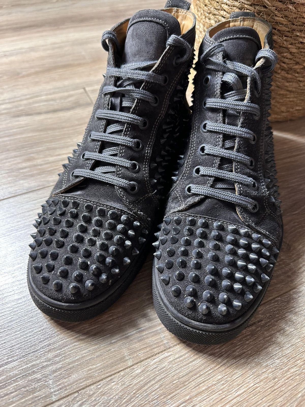 Christian Louboutin Christian Louboutin Black Hightop Sneakers Size US 7 / EU 40 - 2 Thumbnail