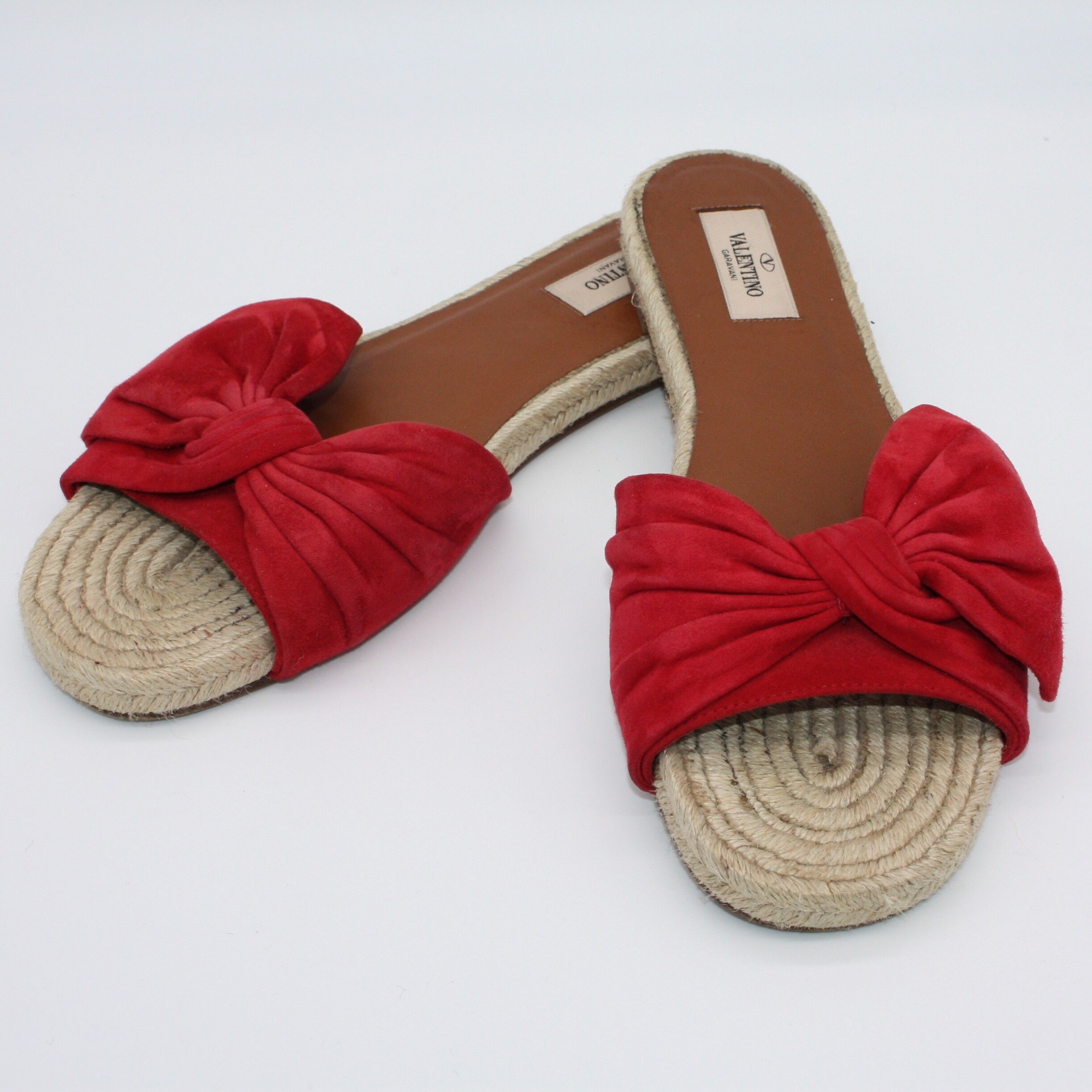 Valentino Garavani Tropical Bow Red Espadrille Slide Sandals size US 10 Size US 10 / IT 40 - 2 Preview
