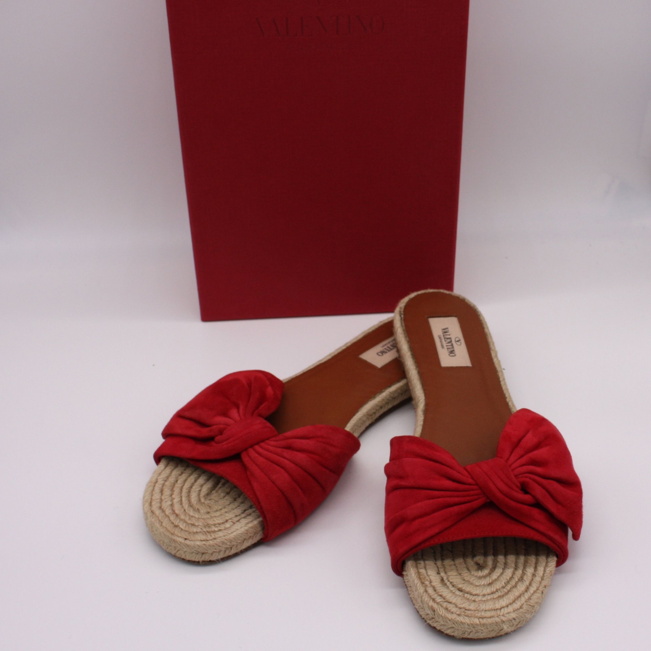 Valentino Garavani Tropical Bow Red Espadrille Slide Sandals size US 10 Size US 10 / IT 40 - 1 Preview