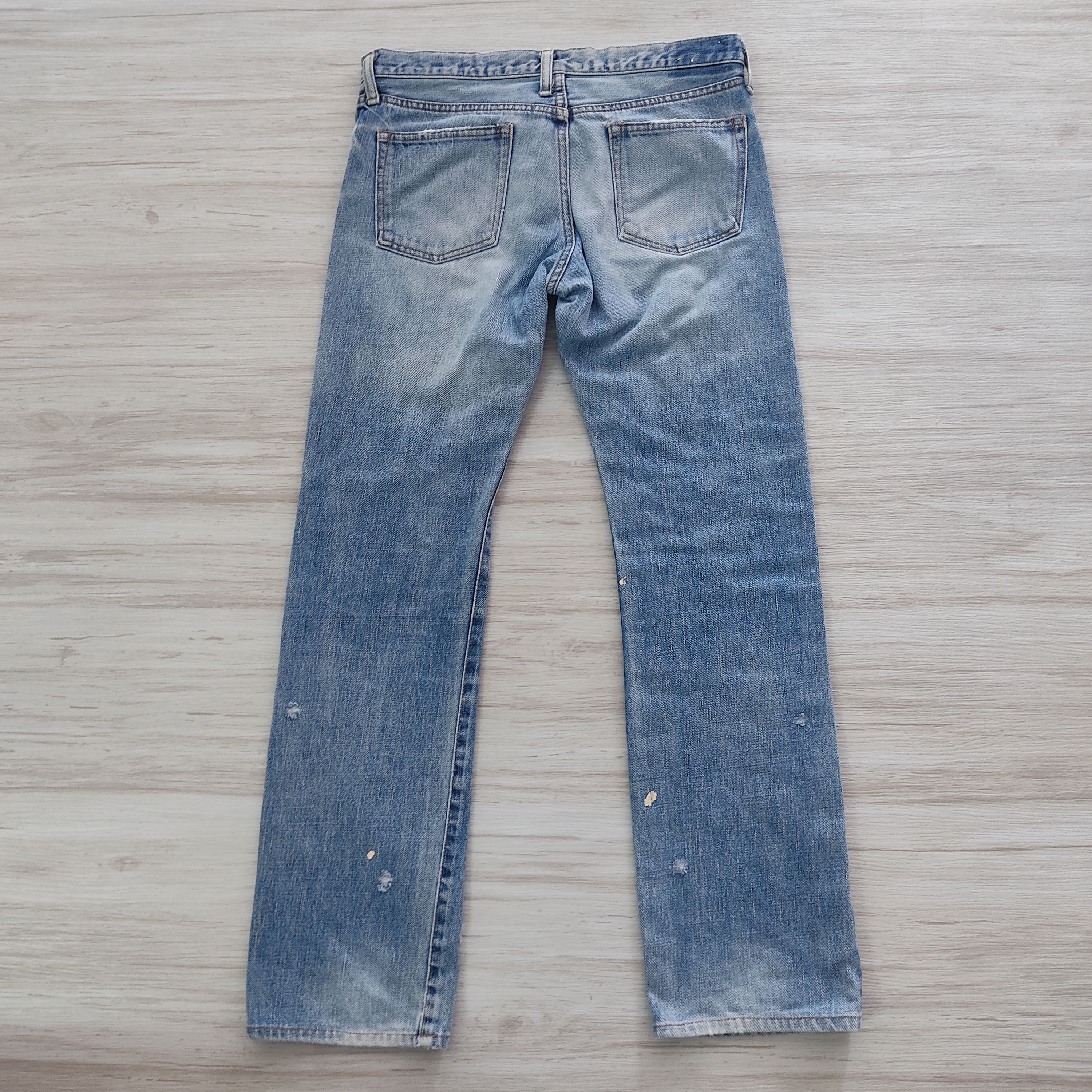 Japanese Brand Green BOWLES Co. Ltd Distressed Thrashed Selvedge Denim Size US 30 / EU 46 - 13 Thumbnail