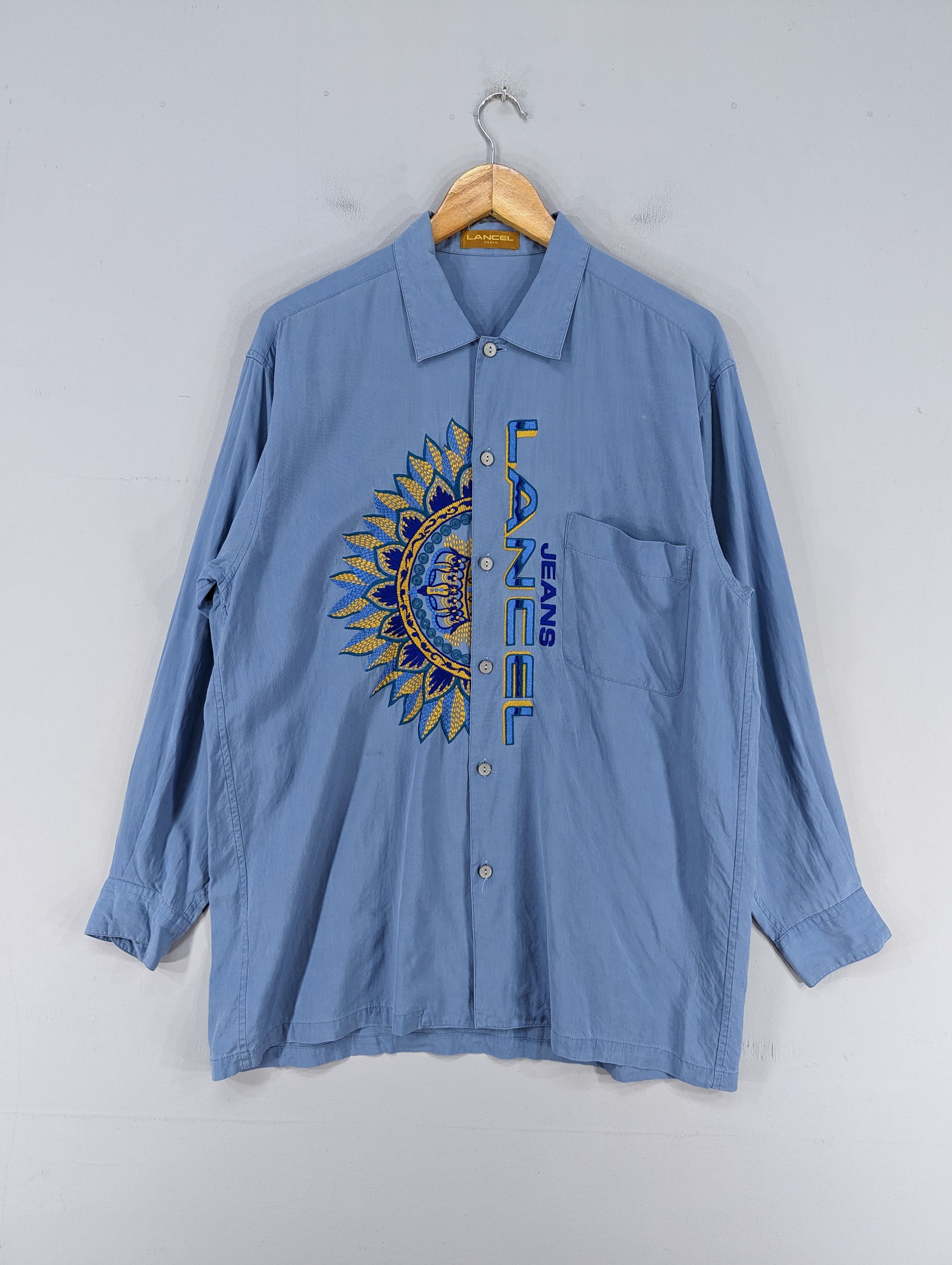 Lancel 🔥RARE🔥Vintage Lancel Jeans Embroidery Button Ups Shirt Size US L / EU 52-54 / 3 - 1 Thumbnail