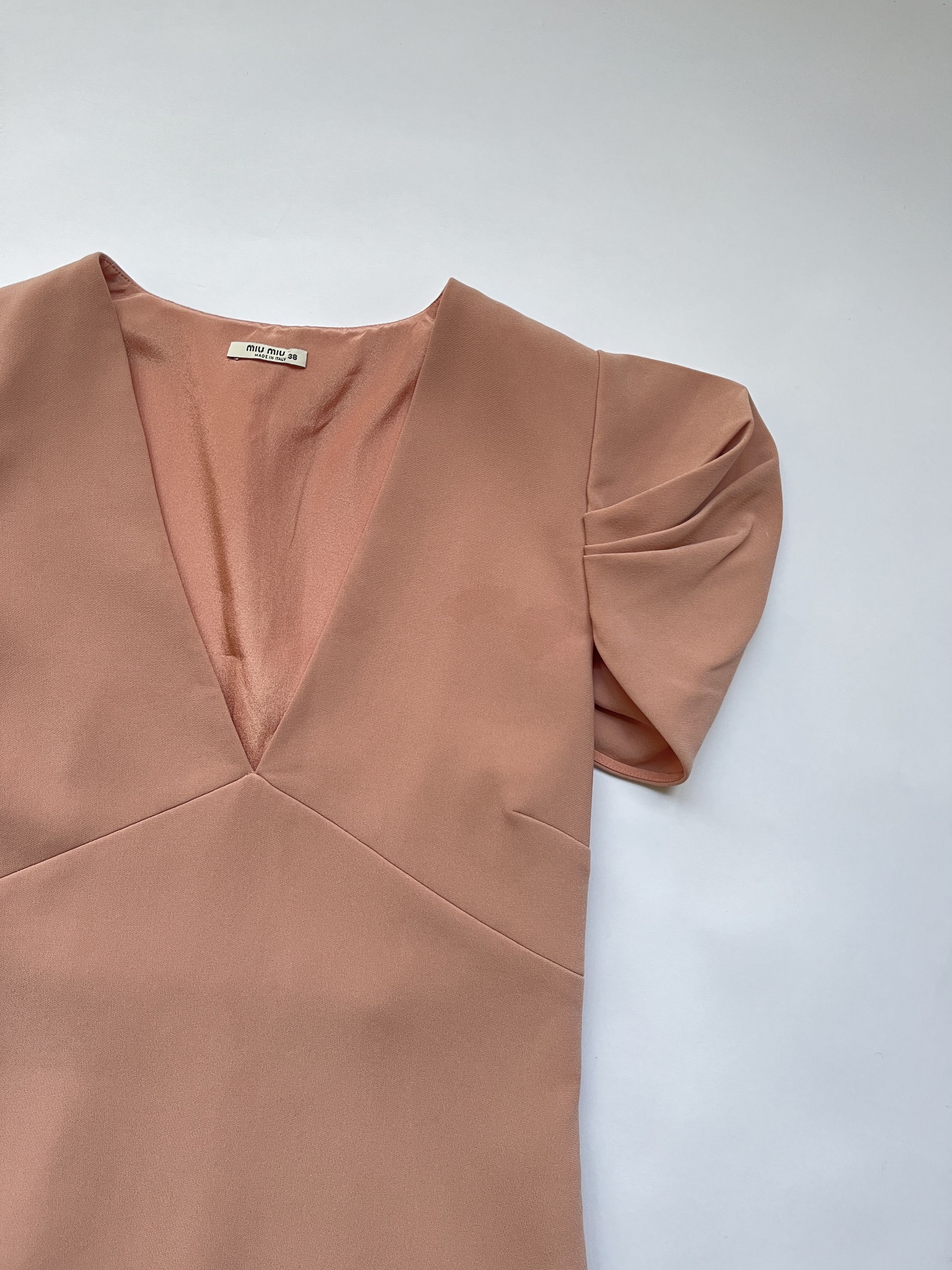 Miu Miu ⚡️QUICK SALE⚡️Miu Miu Peach Short Sleeve Dress Size XS / US 0-2 / IT 36-38 - 6 Thumbnail