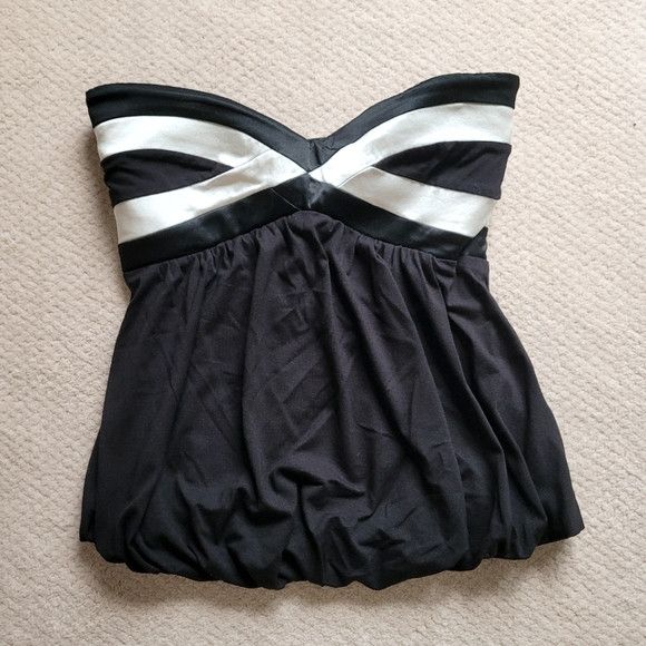 Bebe Strapless Smocked Sweetheart Bubble Hem Top Party Y2K Size M / US 6-8 / IT 42-44 - 7 Thumbnail