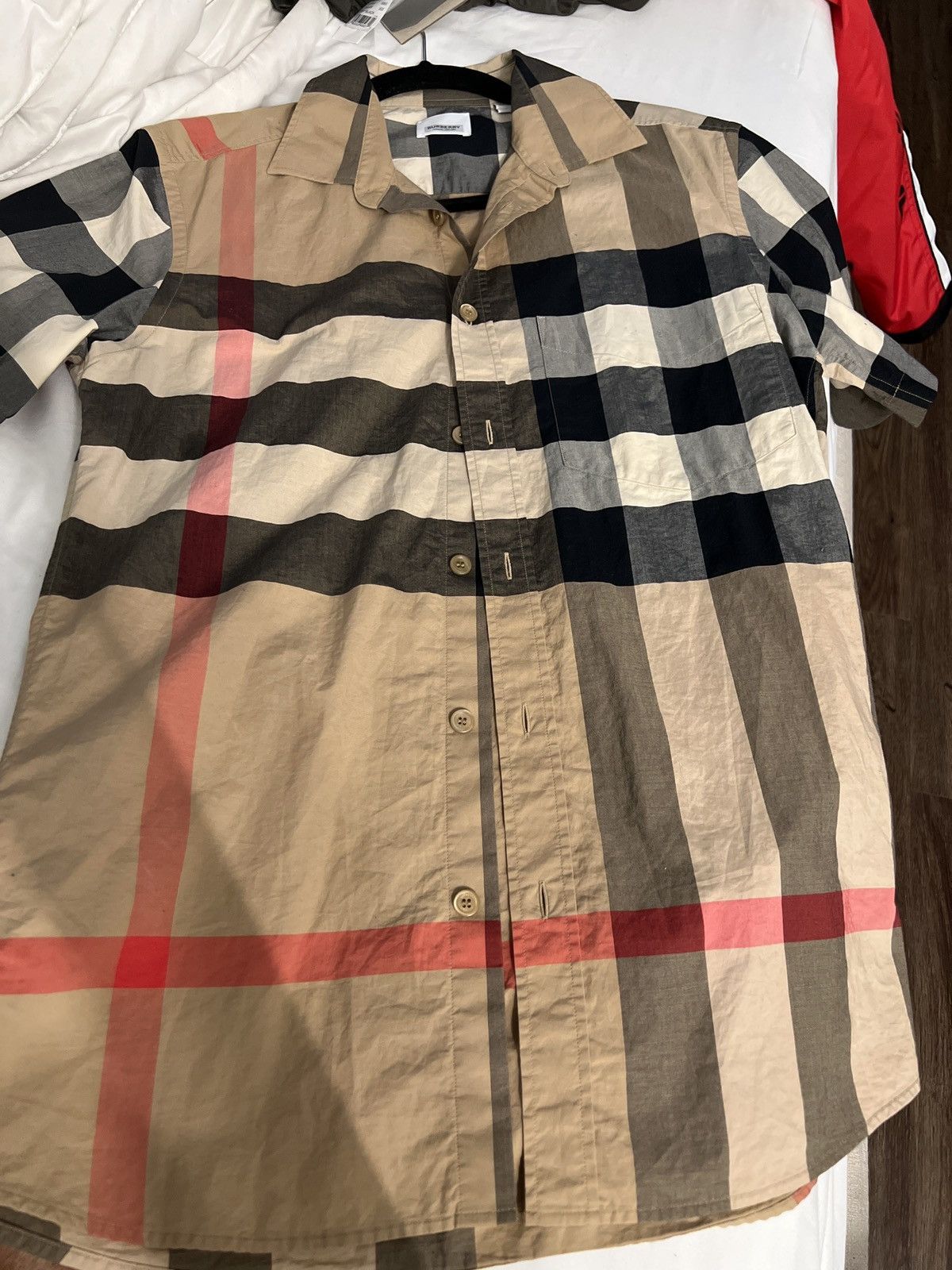 image of Burberry Button Up in Brown, Men's (Size Small)