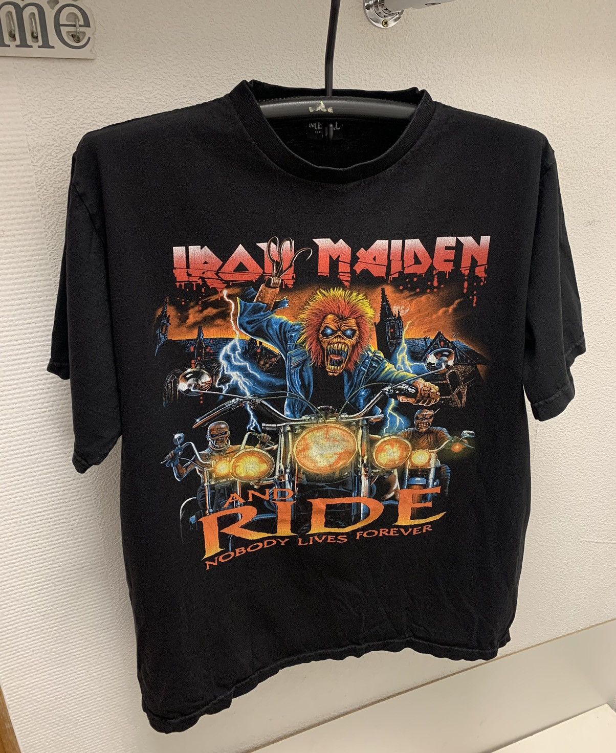 image of Iron Maiden Ride And Nobody Lives Forever Vintage T-Shirt XL in Black, Men's