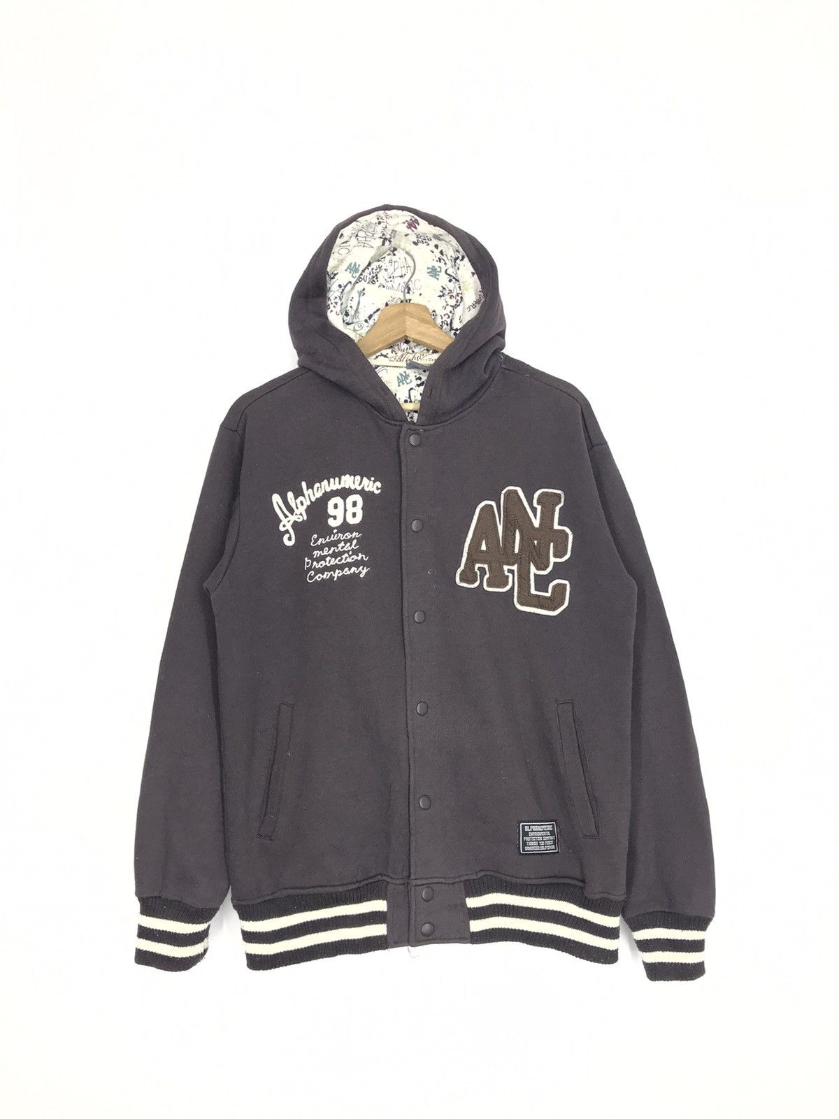 Japanese Brand Alphanumeric 98 Hoodie Varsity Jacket Size US L / EU 52-54 / 3 - 1 Thumbnail
