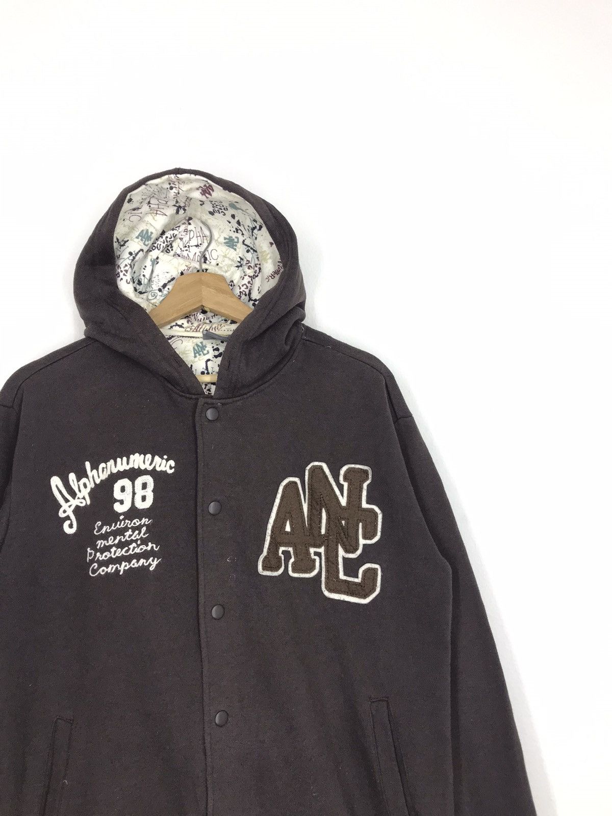 Japanese Brand Alphanumeric 98 Hoodie Varsity Jacket Size US L / EU 52-54 / 3 - 3 Thumbnail