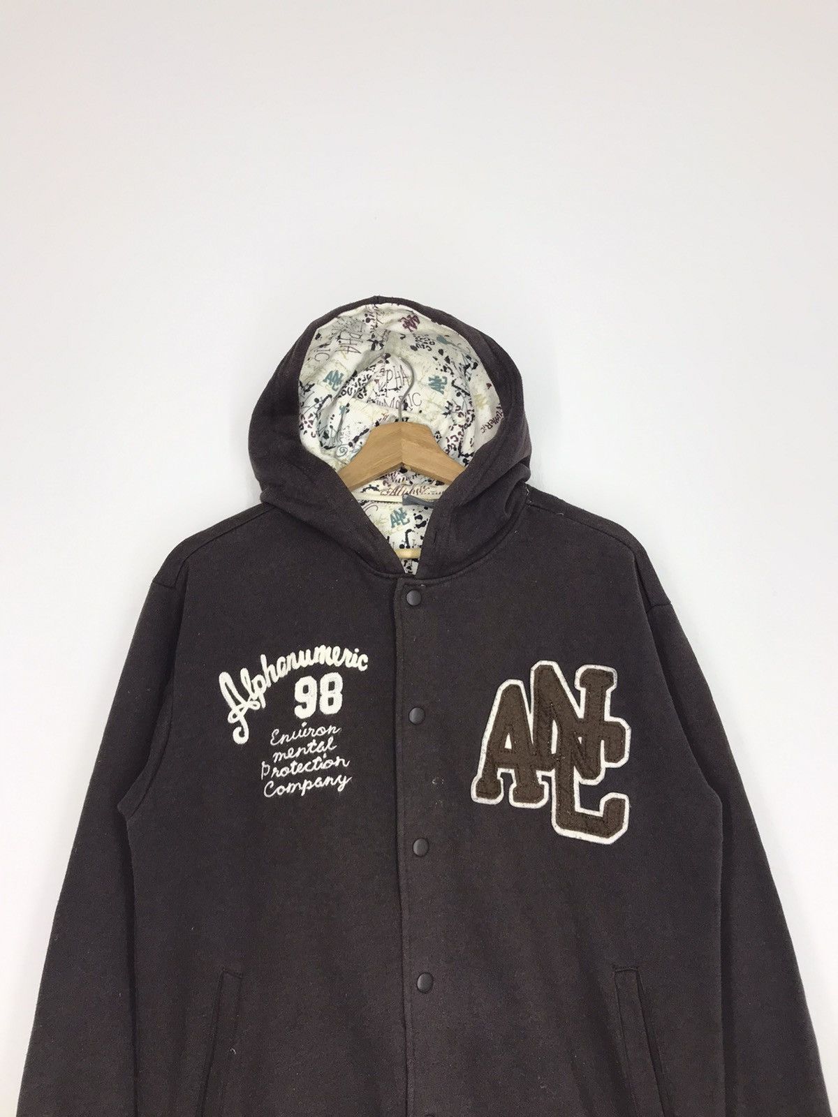 Japanese Brand Alphanumeric 98 Hoodie Varsity Jacket Size US L / EU 52-54 / 3 - 4 Thumbnail
