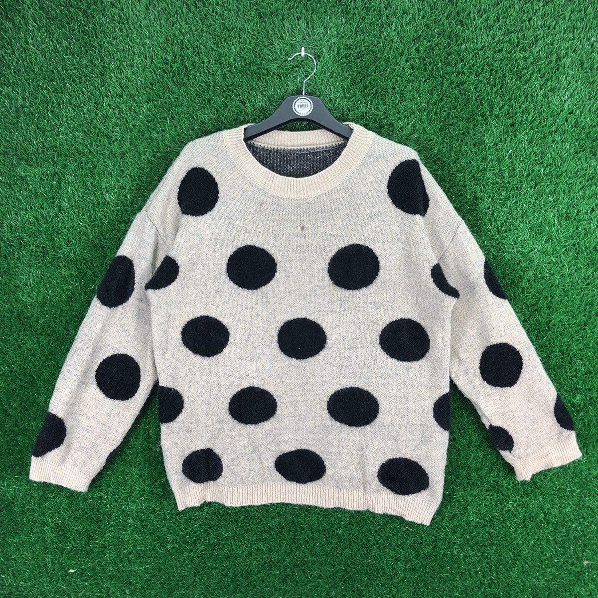 Vintage Knit Sweater Polka Dot Japan Designer Brand