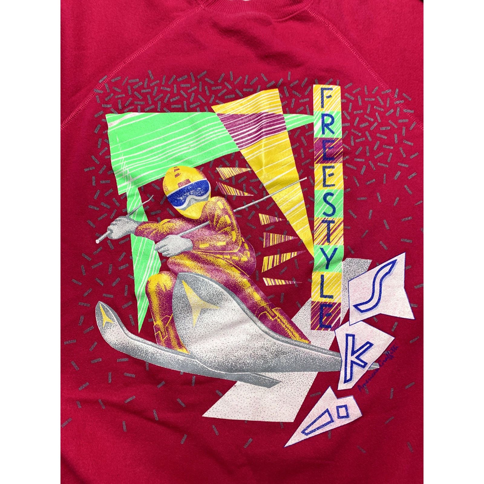 Hanes Vintage 1980s Hanes Ski American Graffitti Freestyle Pink Sw Size US L / EU 52-54 / 3 - 20 Thumbnail