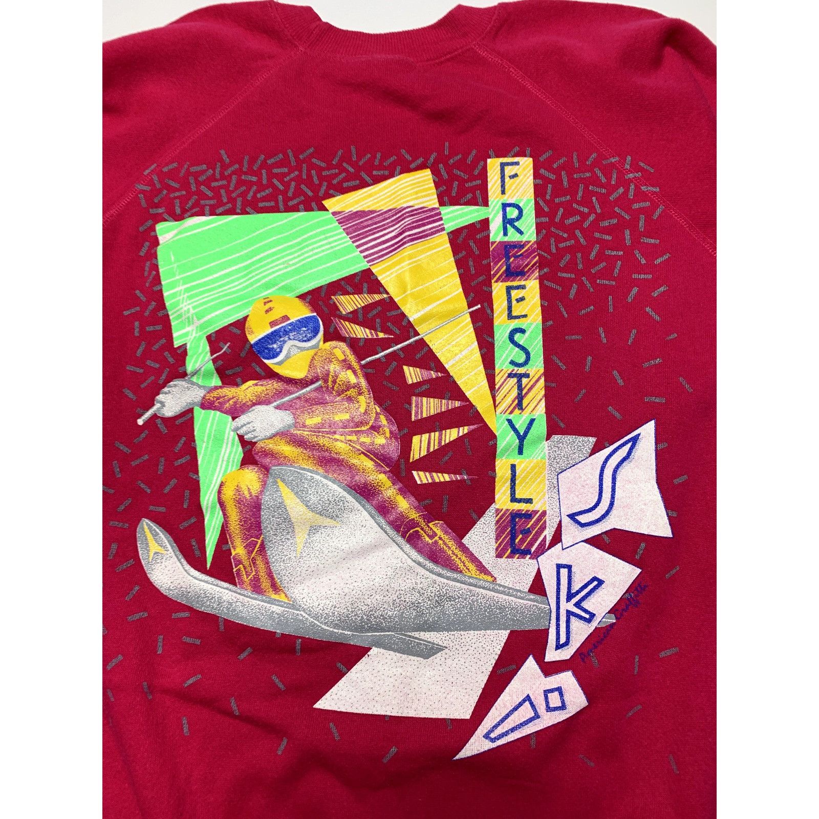 Hanes Vintage 1980s Hanes Ski American Graffitti Freestyle Pink Sw Size US L / EU 52-54 / 3 - 11 Thumbnail