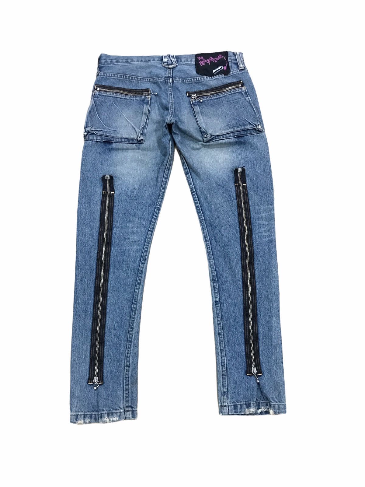 image of Distressed Denim x Hysteric Glamour Made In Japan Rna Inc. Zipper Bondage Undercover Style in Blue 