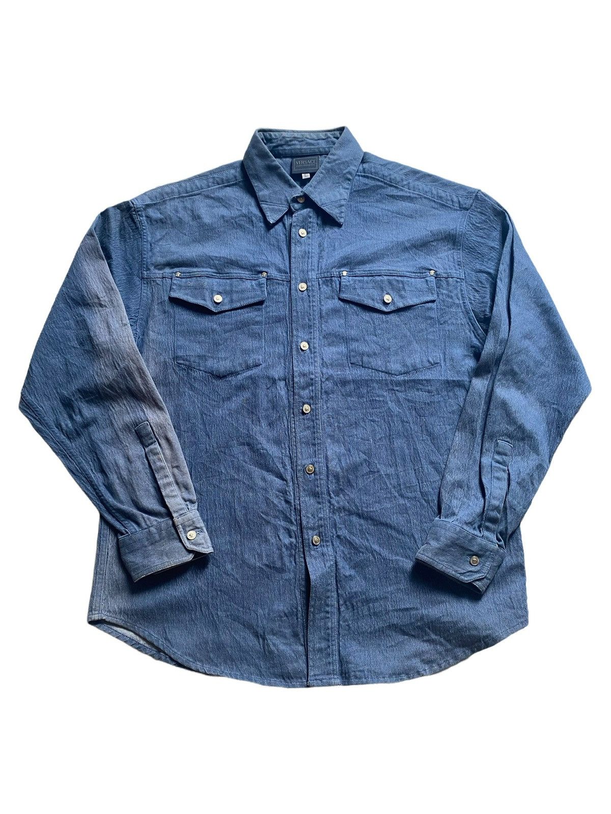 Versace VERY RARE VINTAGE SHIRTS OXFORDS BUTTON UP VERSACE DENIM Size US L / EU 52-54 / 3 - 1 Thumbnail