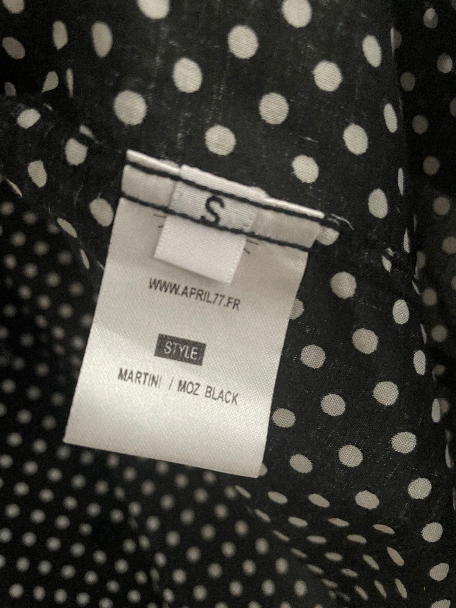 April 77 April 77 Black Polka Dot Shirt Martini Moz Black S Size US S / EU 44-46 / 1 - 2 Thumbnail
