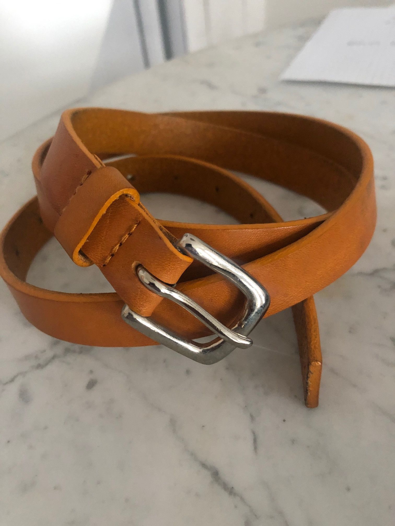 Cmmn Swdn Yellow Brown Cas Leather Belt size 100 cm