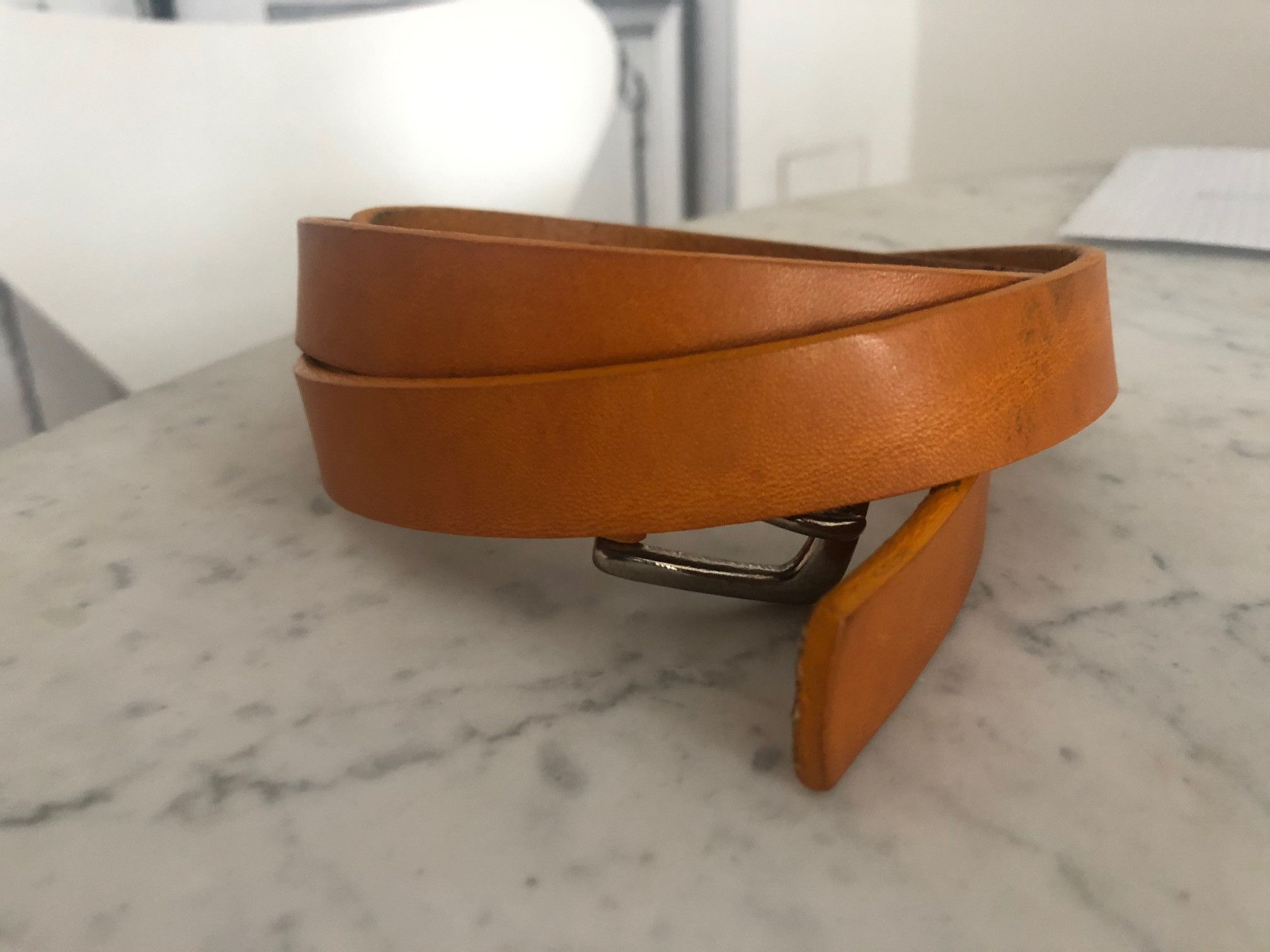 CMMN SWDN Cmmn Swdn Yellow Brown Cas Leather Belt size 100 cm Size 32 - 2 Thumbnail