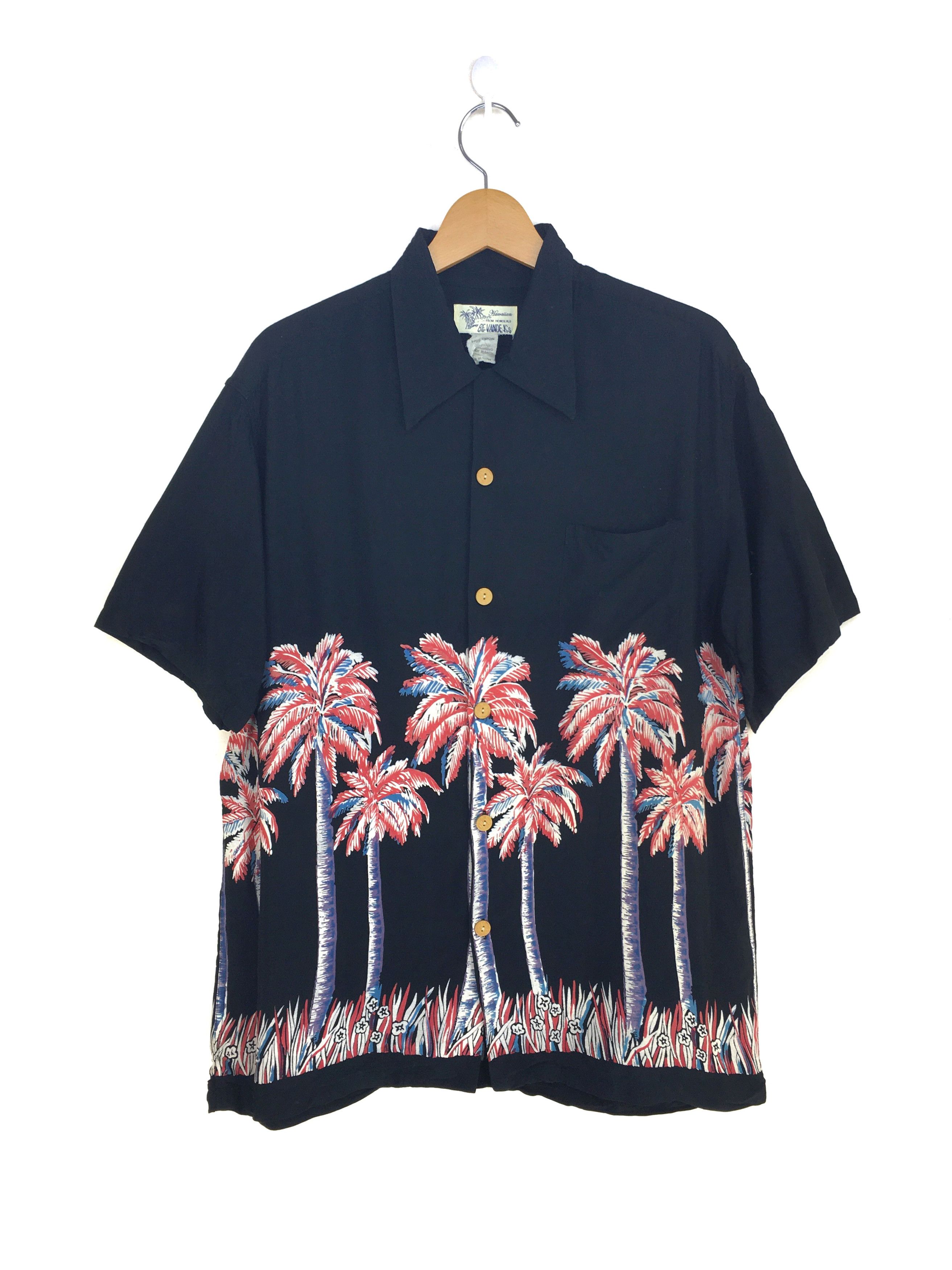 Japanese Hawaiian BE VANDEK Rayon Coconut Trees Shirt