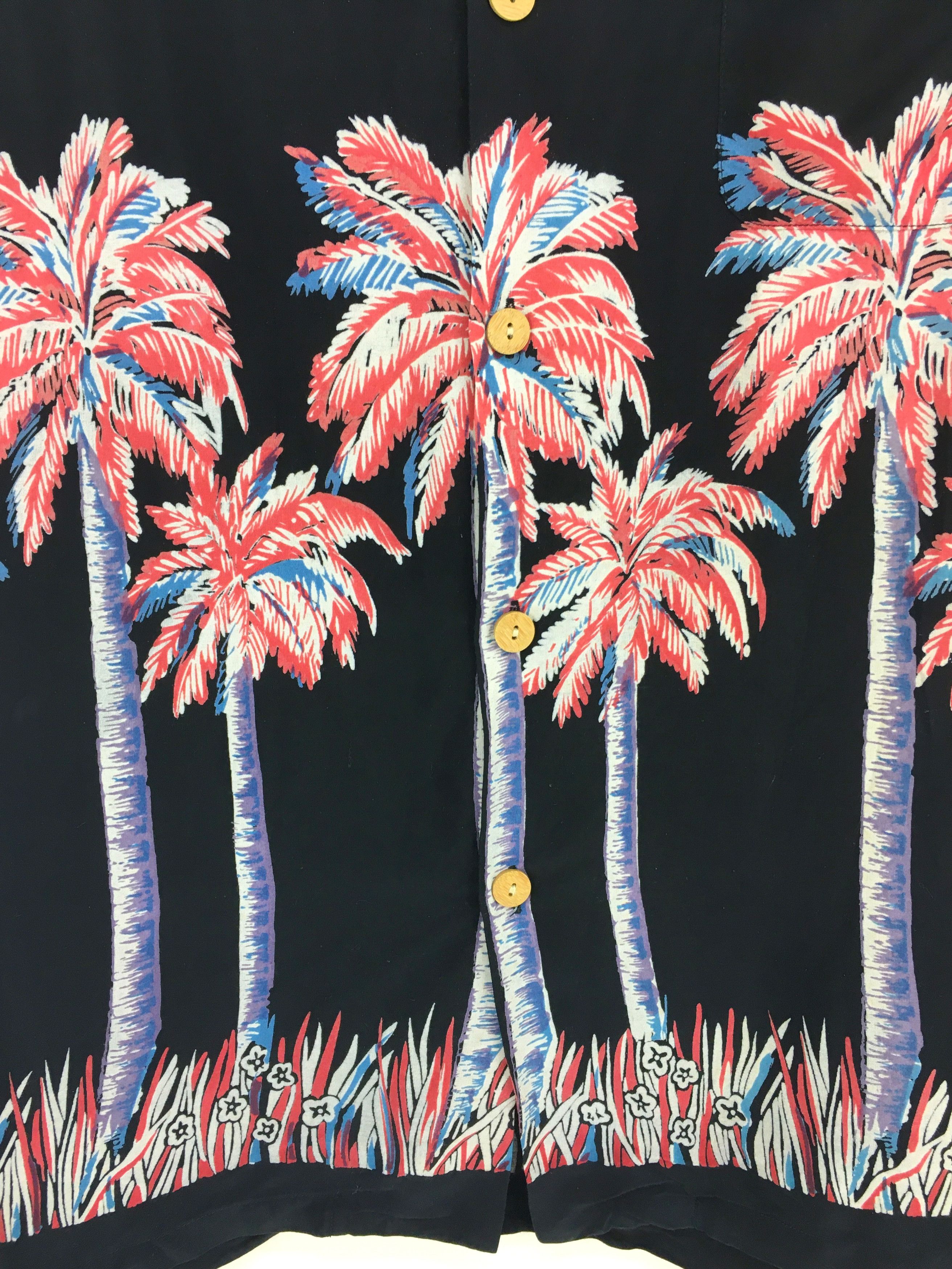 Sun Surf Japanese Hawaiian BE VANDEK Rayon Coconut Trees Shirt Size US L / EU 52-54 / 3 - 6 Thumbnail