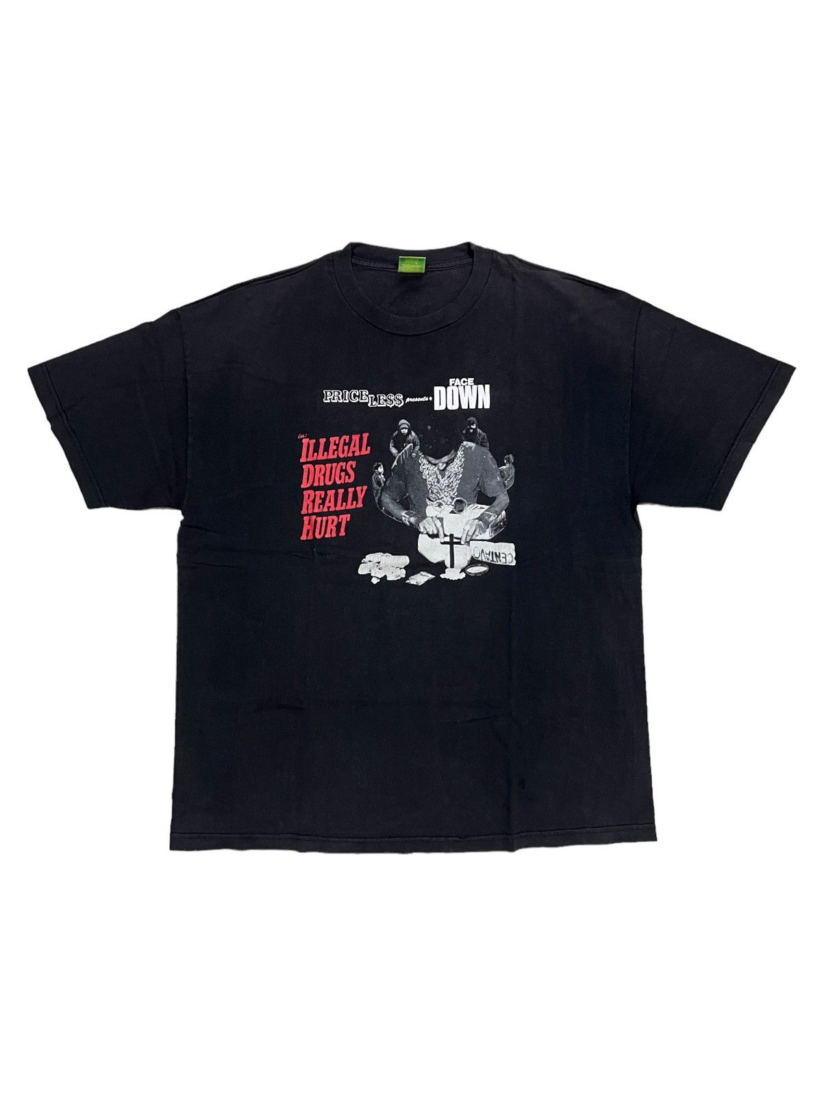 Rap Tees VERY RARE VINTAGE T SHIRTS PRICELESS ILLEGAL DRUGS FACE DOWN Size US XL / EU 56 / 4 - 1 Thumbnail