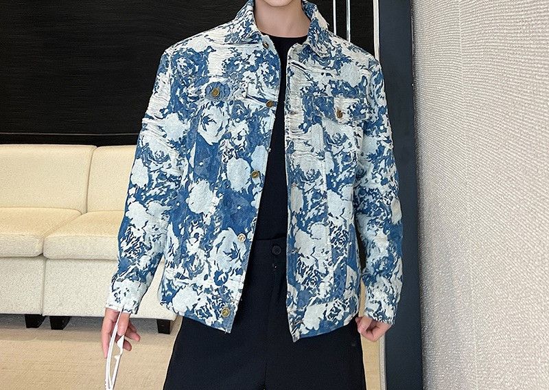 Floral Denim Jacket, Graphic Denim newest Jacket, Streetwear Jacket