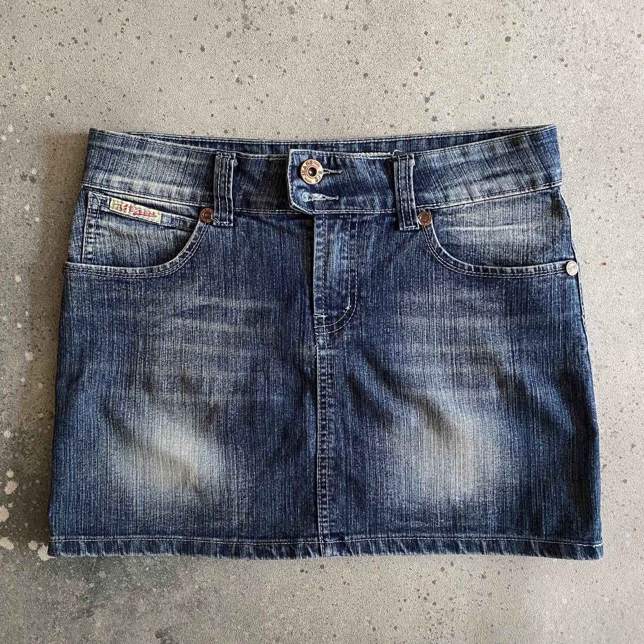 Japanese Brand × Vintage Y2K Super Sexy Vintage Washed Denim Mini Skirt Size 29" - 1 Thumbnail