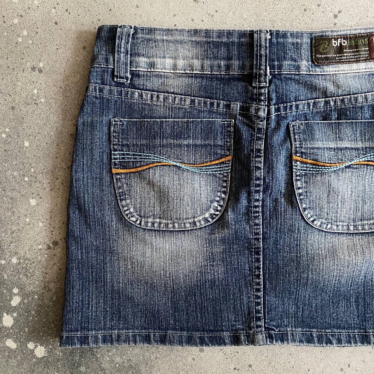 Japanese Brand × Vintage Y2K Super Sexy Vintage Washed Denim Mini Skirt Size 29" - 3 Thumbnail