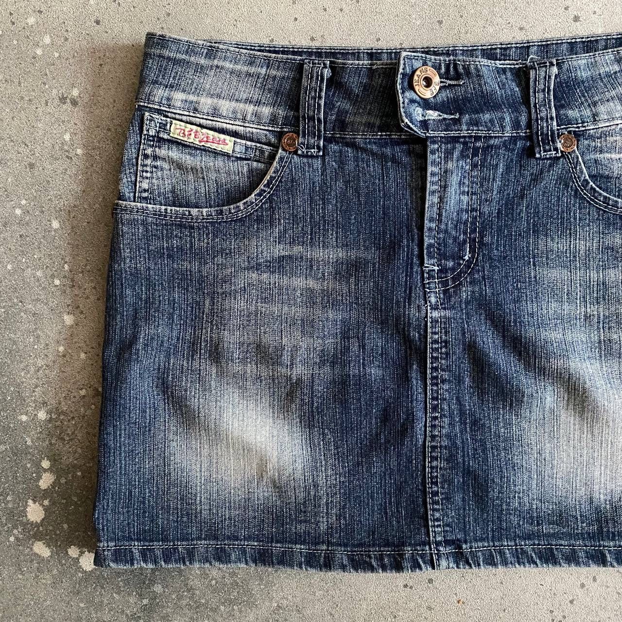 Japanese Brand × Vintage Y2K Super Sexy Vintage Washed Denim Mini Skirt Size 29" - 5 Thumbnail