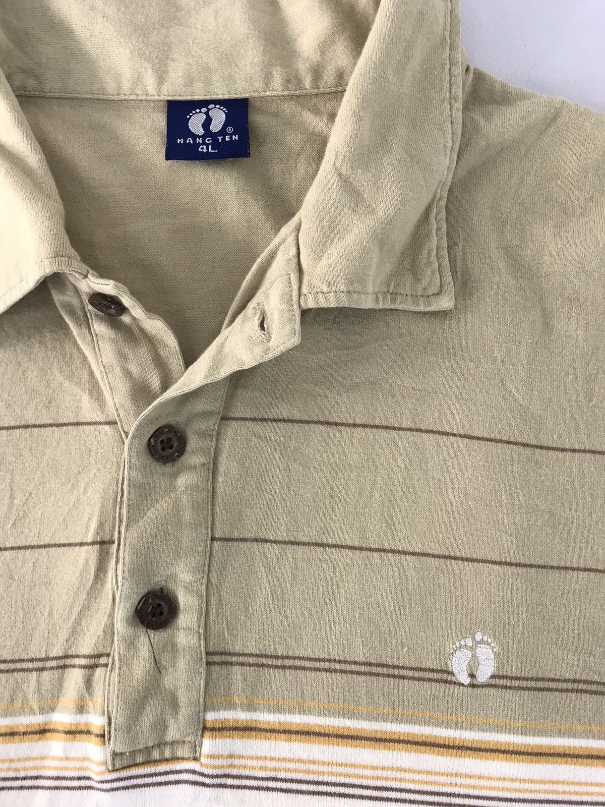 Hang Ten × Vintage Hang Ten Classic Striped Surf Polo Tee Big Size Size US XL / EU 56 / 4 - 3 Thumbnail