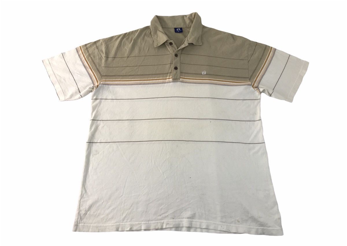 image of Hang Ten Classic Striped Surf Polo Style Tee T-Shirt in Brown, Men's (Size XL)