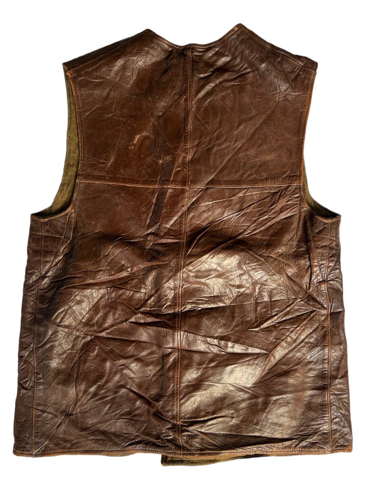 VERY RARE VINTAGE VEST LEATHER JERKIN BRITISH ARMY 50S