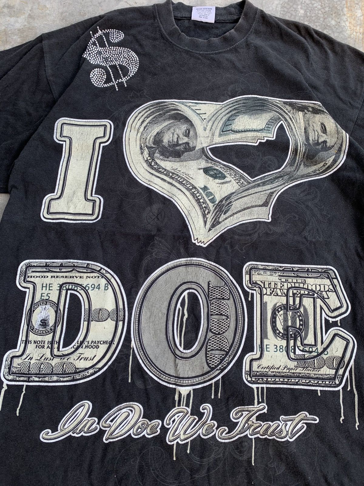 Rap Tees Vintage 90s Doe Us Money Tall HipHop Tshirt Size US XL / EU 56 / 4 - 2 Thumbnail