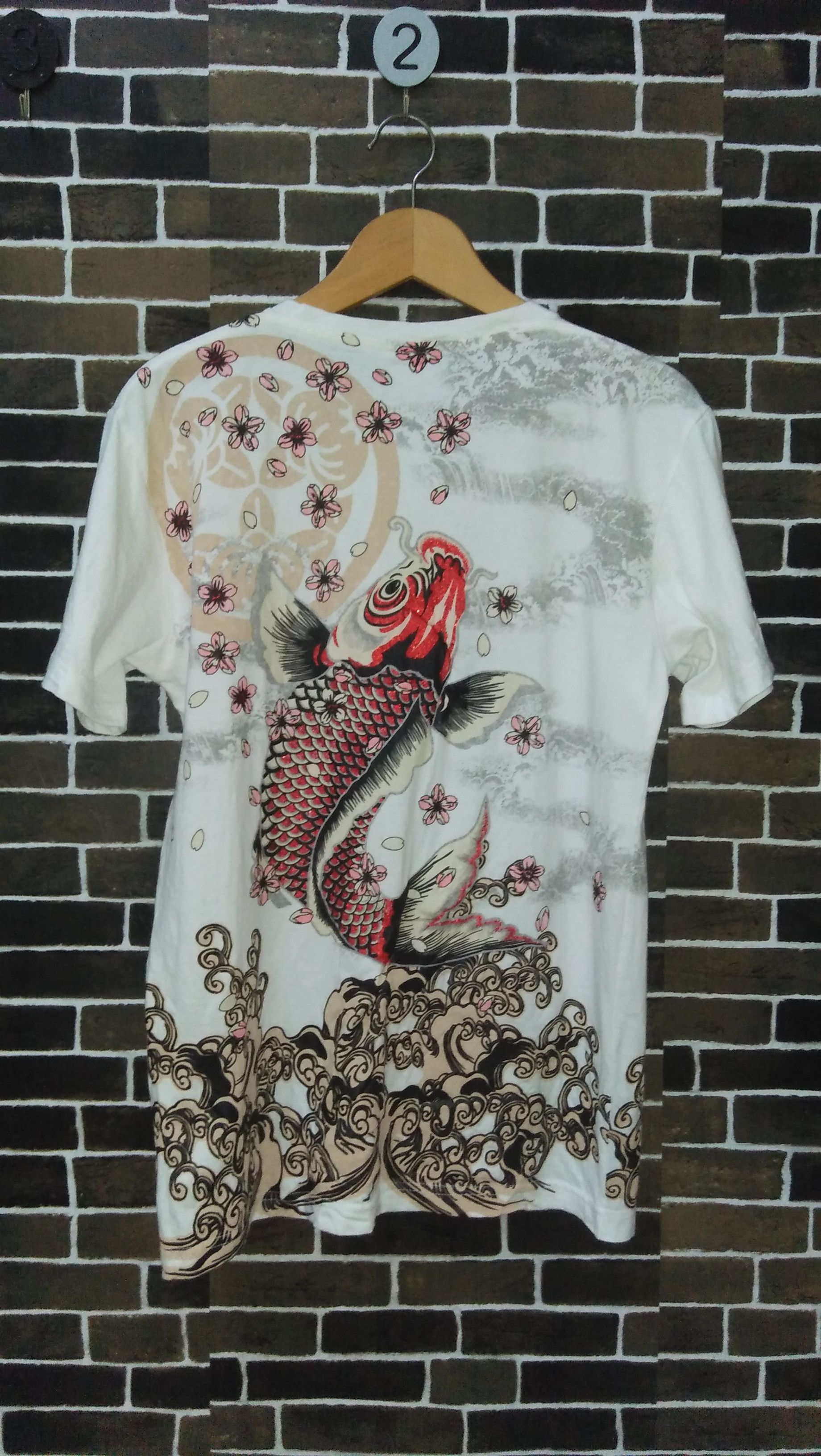 Japanese Brand SUKAJAN FISH KOI Tshirt Japanese All Over Print Tshirt Size US L / EU 52-54 / 3 - 4 Thumbnail