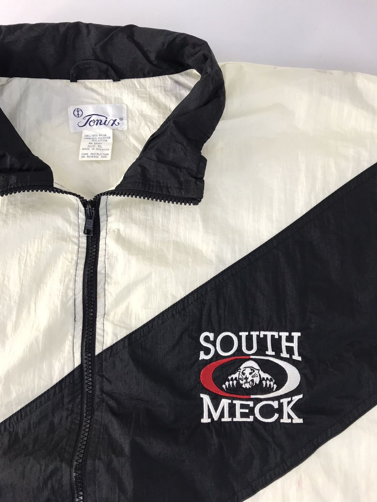 Japanese Brand South Meck Tonix Bomber Jacket Colour Block Cross Design Size US XXL / EU 58 / 5 - 3 Thumbnail