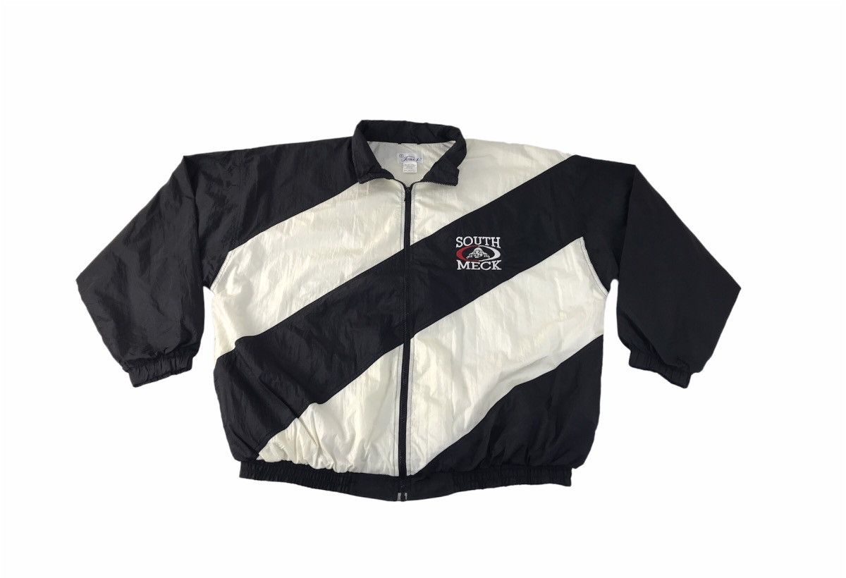 Japanese Brand South Meck Tonix Bomber Jacket Colour Block Cross Design Size US XXL / EU 58 / 5 - 1 Thumbnail