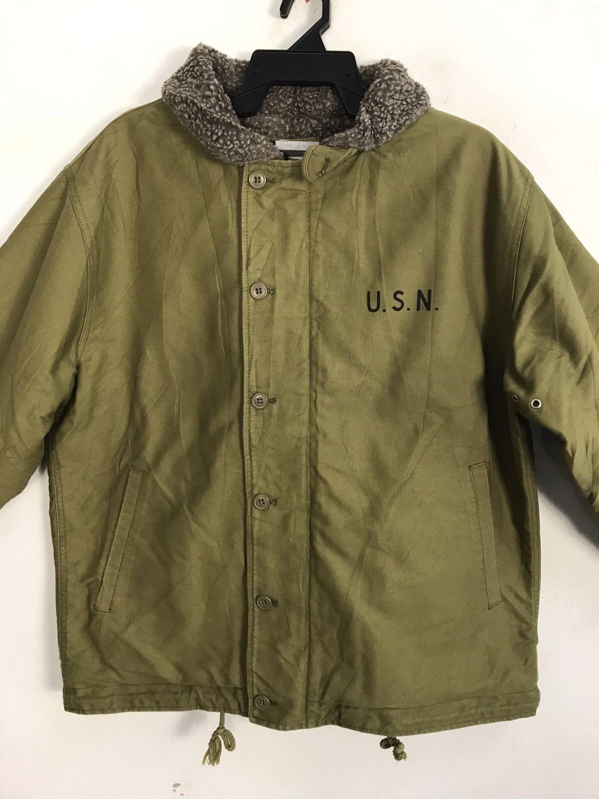 Vintage USN Navy Department Shearling Jacket Sherpa Inner Design Size US L / EU 52-54 / 3 - 2 Thumbnail