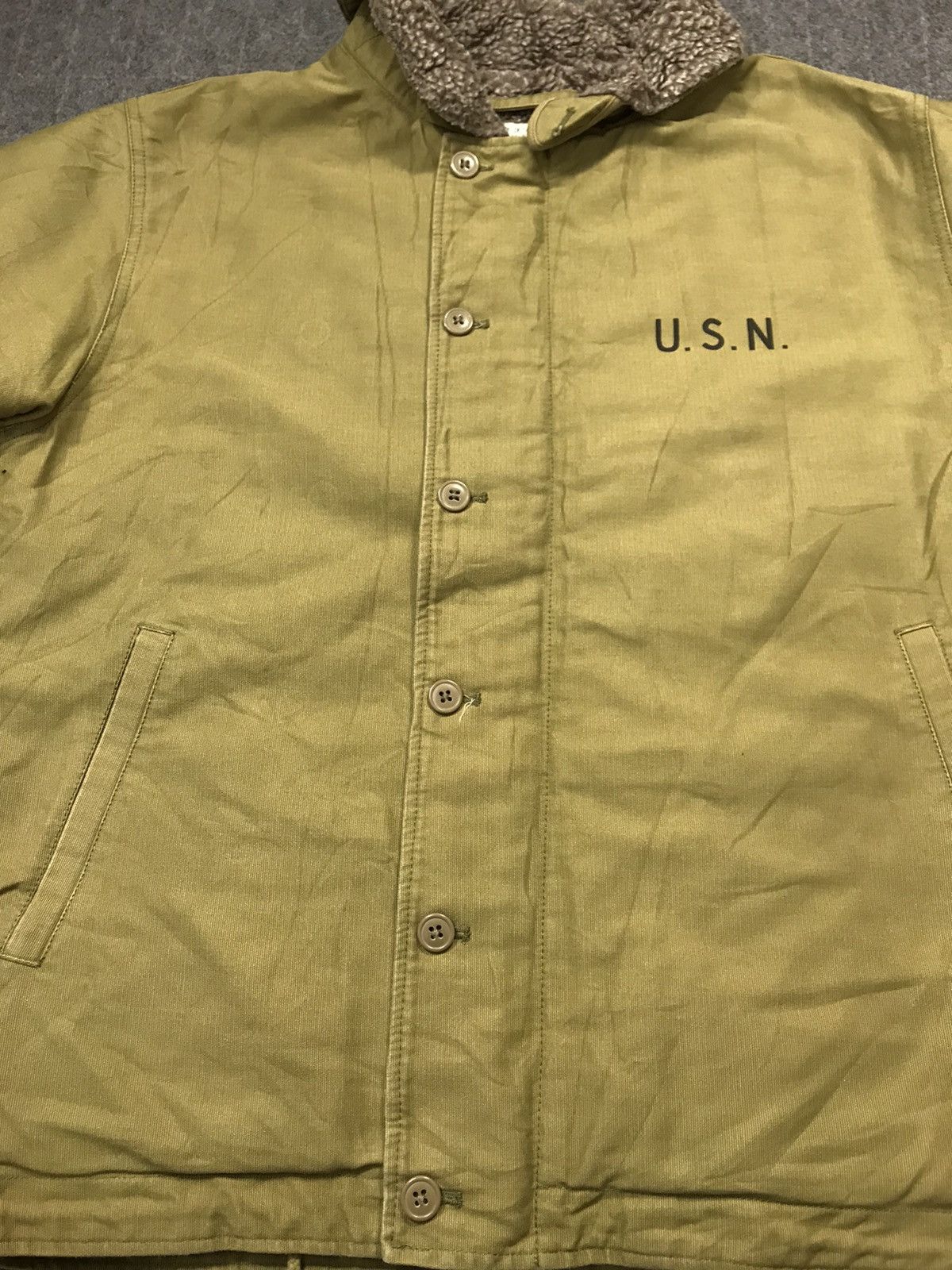 Vintage USN Navy Department Shearling Jacket Sherpa Inner Design Size US L / EU 52-54 / 3 - 4 Thumbnail