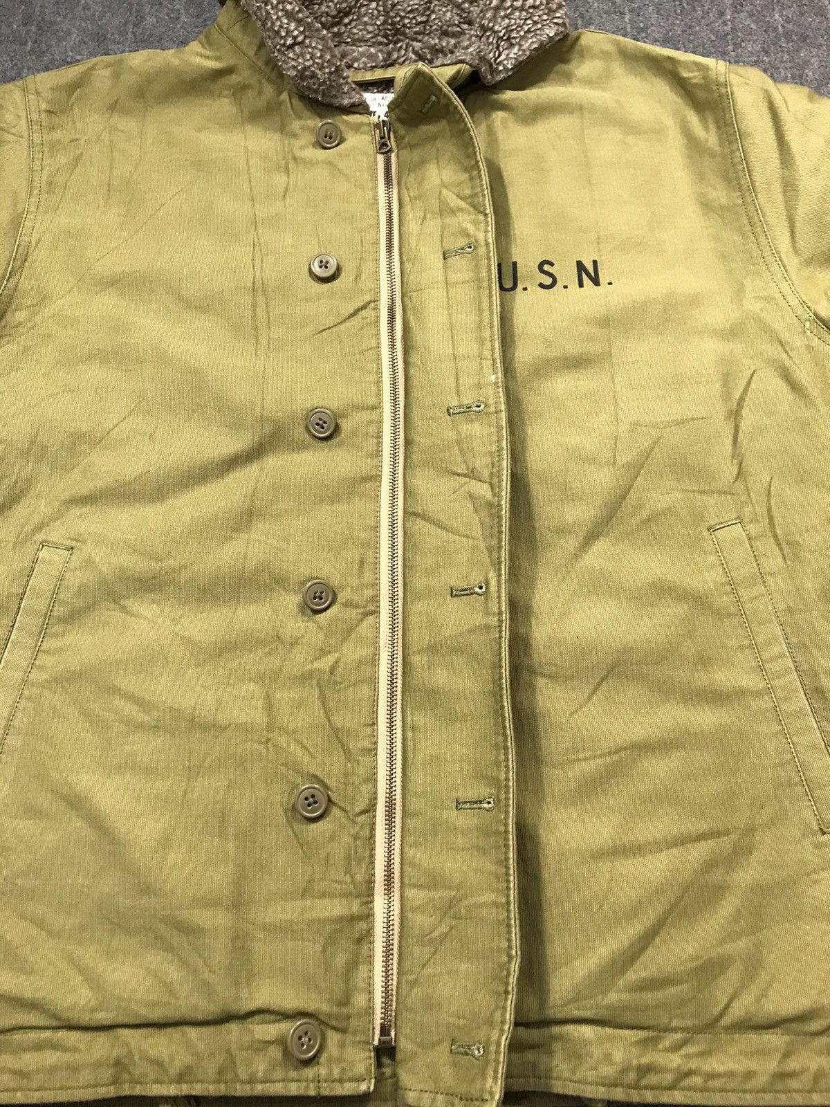 Vintage USN Navy Department Shearling Jacket Sherpa Inner Design Size US L / EU 52-54 / 3 - 5 Thumbnail