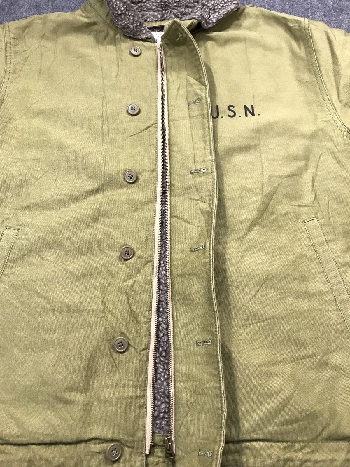 Vintage USN Navy Department Shearling Jacket Sherpa Inner Design Size US L / EU 52-54 / 3 - 7 Thumbnail