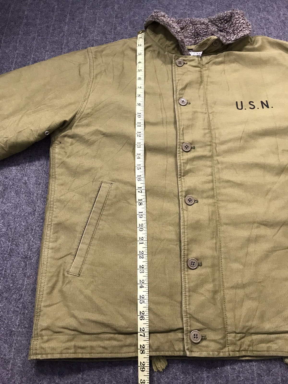 Vintage USN Navy Department Shearling Jacket Sherpa Inner Design Size US L / EU 52-54 / 3 - 12 Thumbnail