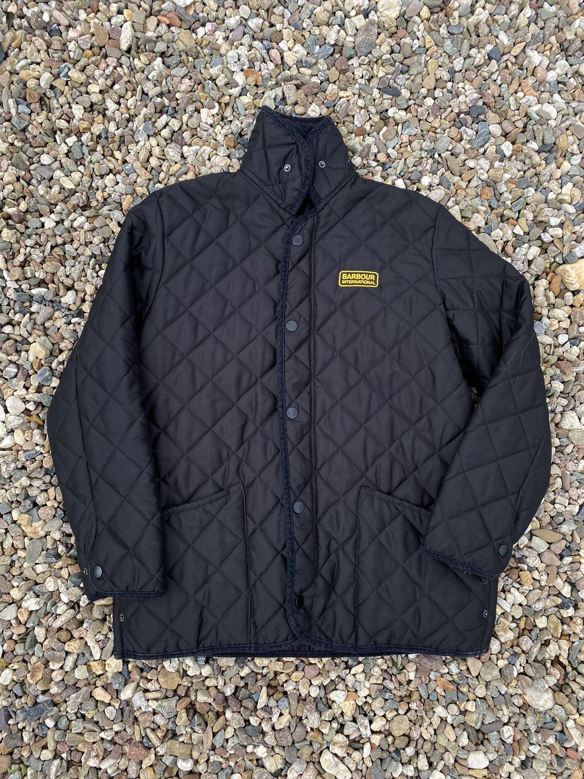 image of Barbour Quilted Long Light Jacket in Black, Men's (Size Small)