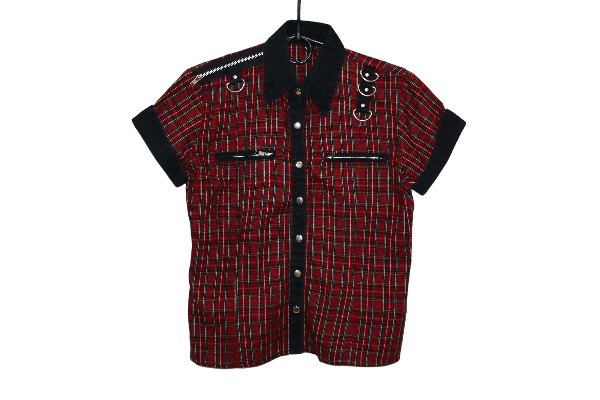 Vtg Seditionaries Punk Tartan Short Sleeve Snap Button Shirt