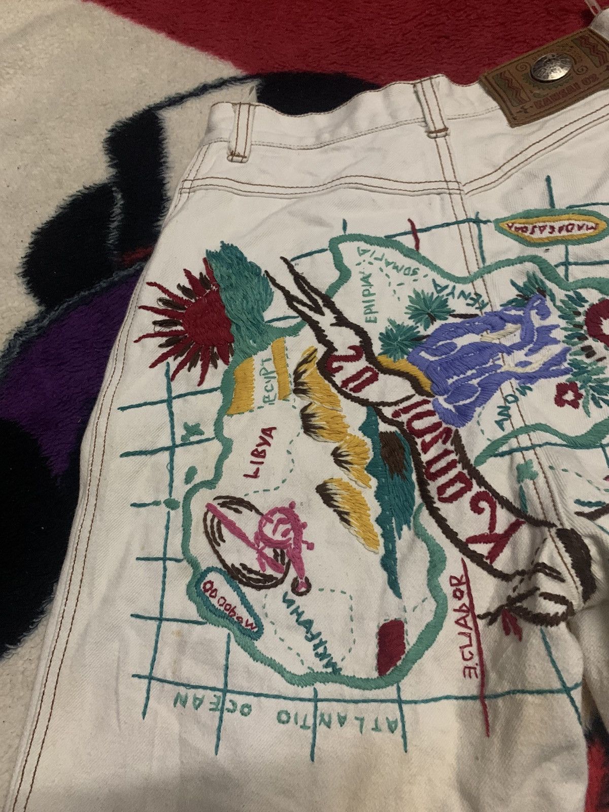 Kansai Yamamoto 🐐90s KANSAI YAMAMOTO EMBROIDERED ART DESIGN Size US 27 - 9 Thumbnail