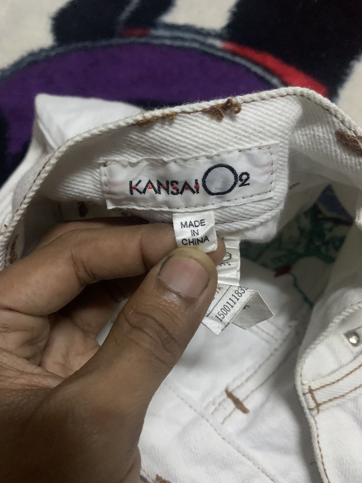 Kansai Yamamoto 🐐90s KANSAI YAMAMOTO EMBROIDERED ART DESIGN Size US 27 - 8 Thumbnail