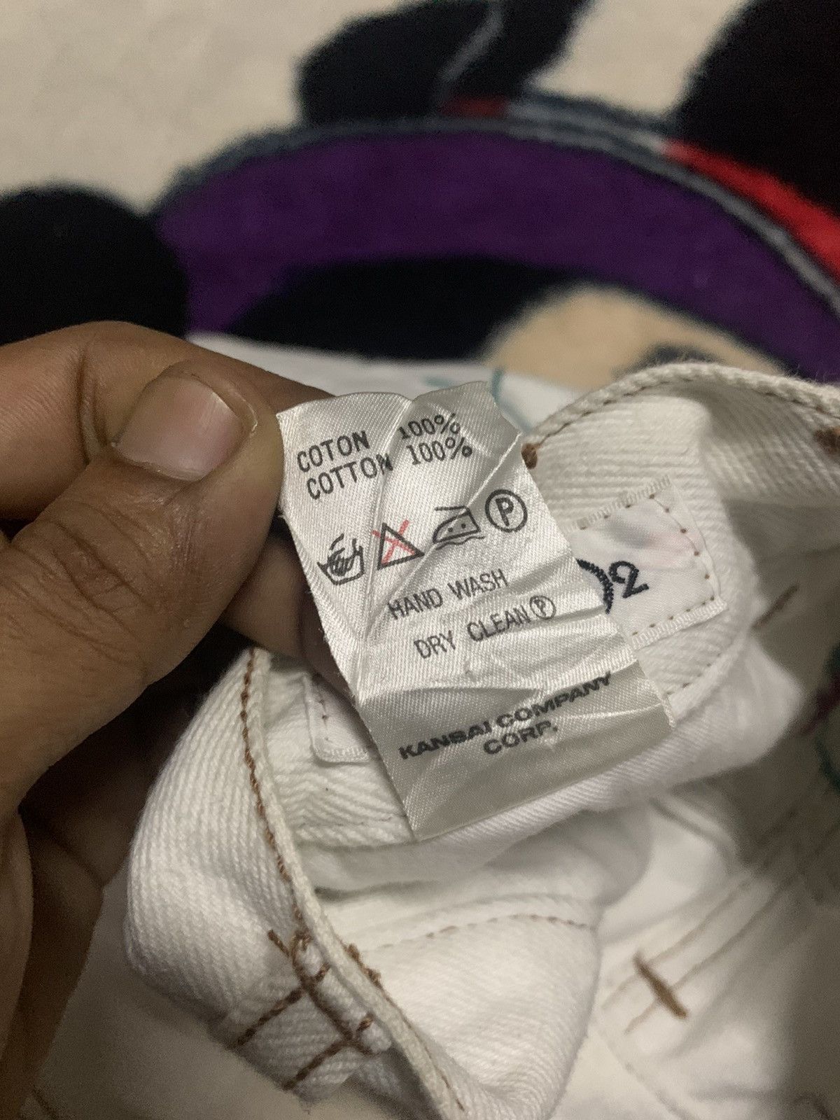 Kansai Yamamoto 🐐90s KANSAI YAMAMOTO EMBROIDERED ART DESIGN Size US 27 - 5 Thumbnail